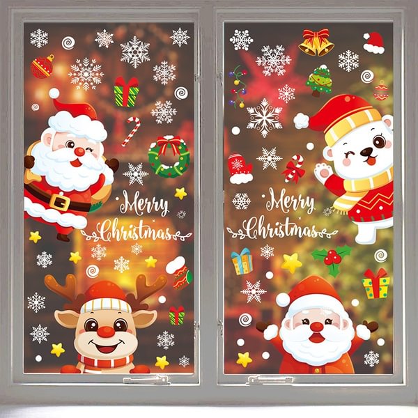 Christmas Cute Stickers Double-Sided Static Window Glass Stickers Christmas Day Decoration Supplies Wall Stickers - Shop Trendy Women's Fashion | TeeYours