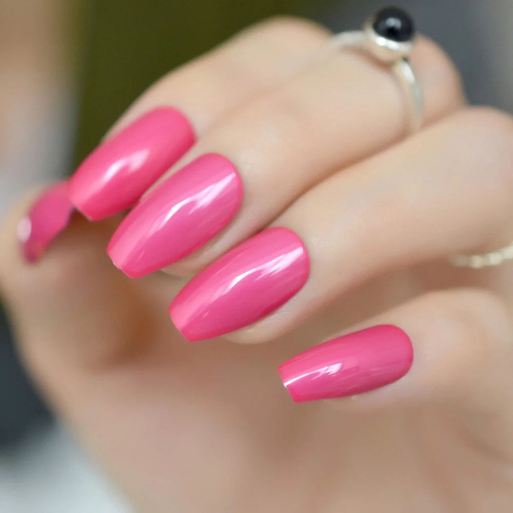 Extra Long STILETTO False Nails Pre-designed Curved Pink Marble Press On Nails including glue sticker-Nail Inspo