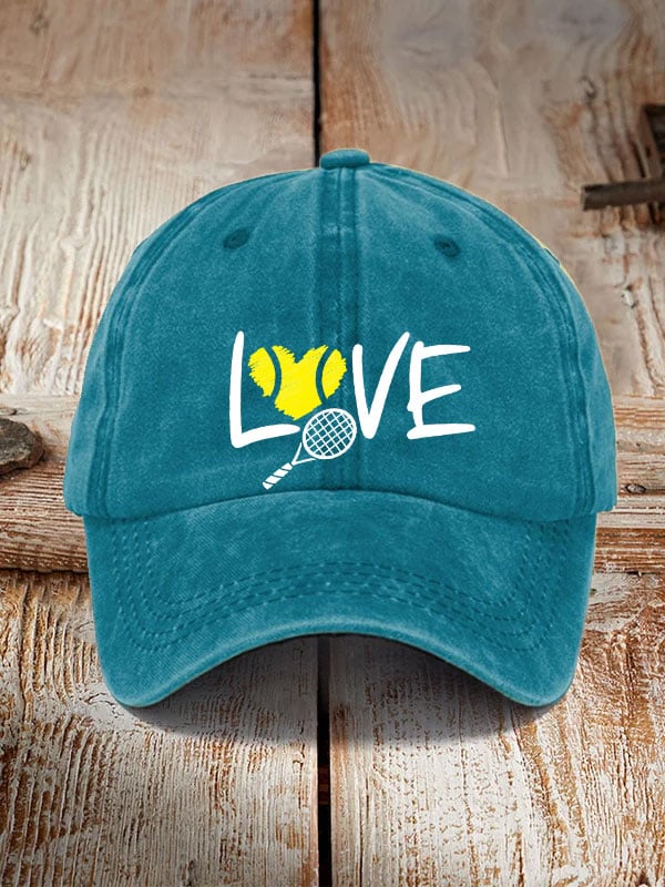 love tennis printed hat