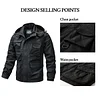 💥 2025 Hot Sale! Men's Outdoor Tactical Jacket with Multiple Pockets, Stand-up Collar and Zippered Hood - Windproof and Cold-resistant for Hiking, Camping, and Fishing