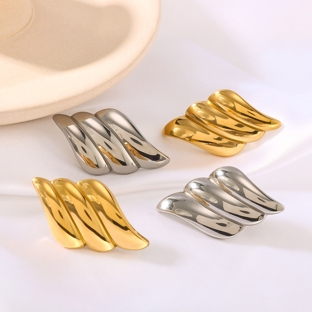 IG Style Wing Irregular Geometric Stainless Steel Electroplating Earrings