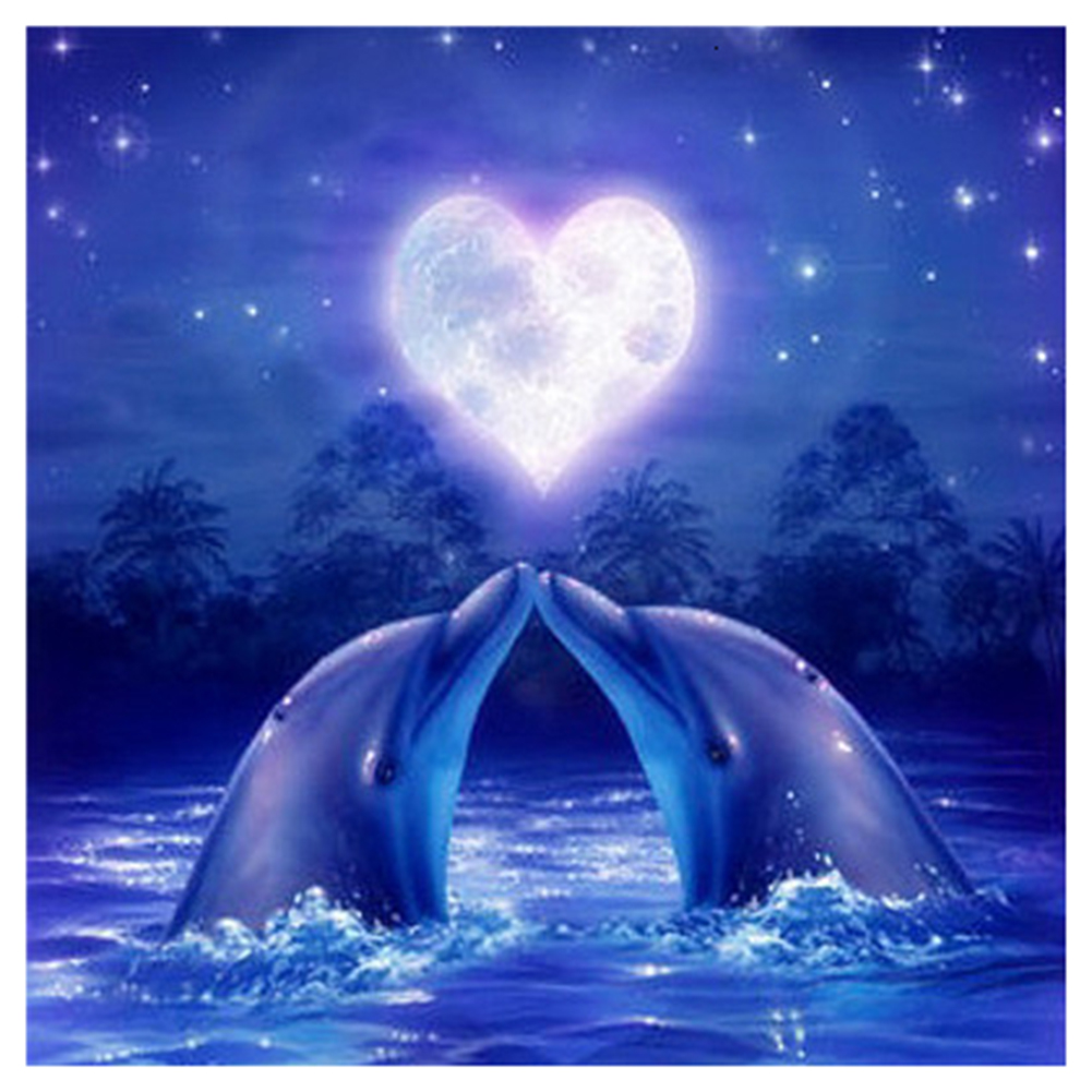 

Heart-shaped Moon and Dolphin - Round/Square Drill Diamond Painting - 30*30CM, Round diamond 30*30cm, 501 Original