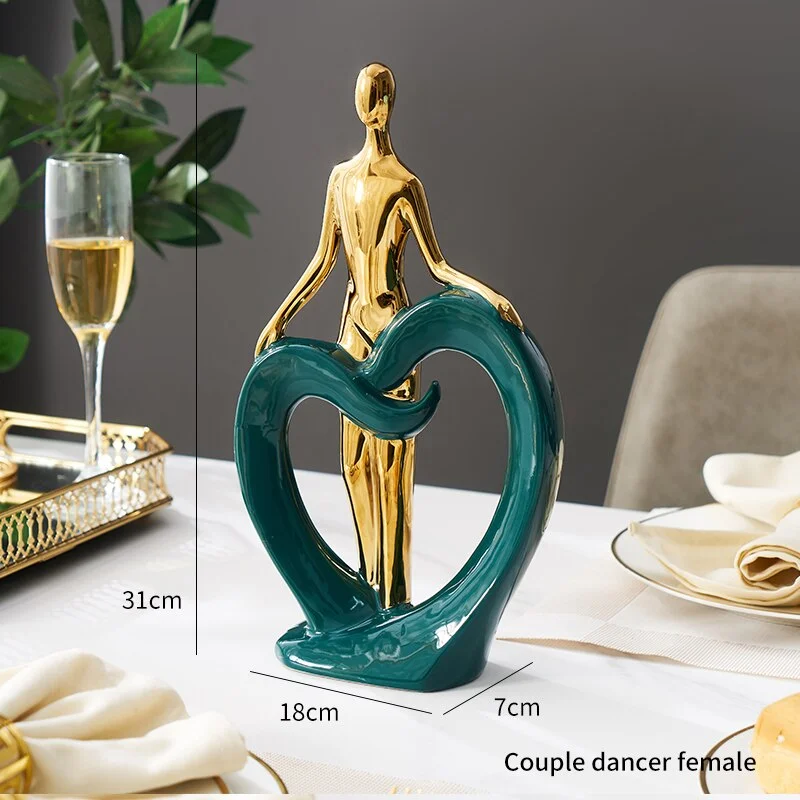 European Home Decoration Sculpture Abstract Golden Figure Resin Statue Office Desk Decor Statues for Decoration Crafts Love Gift