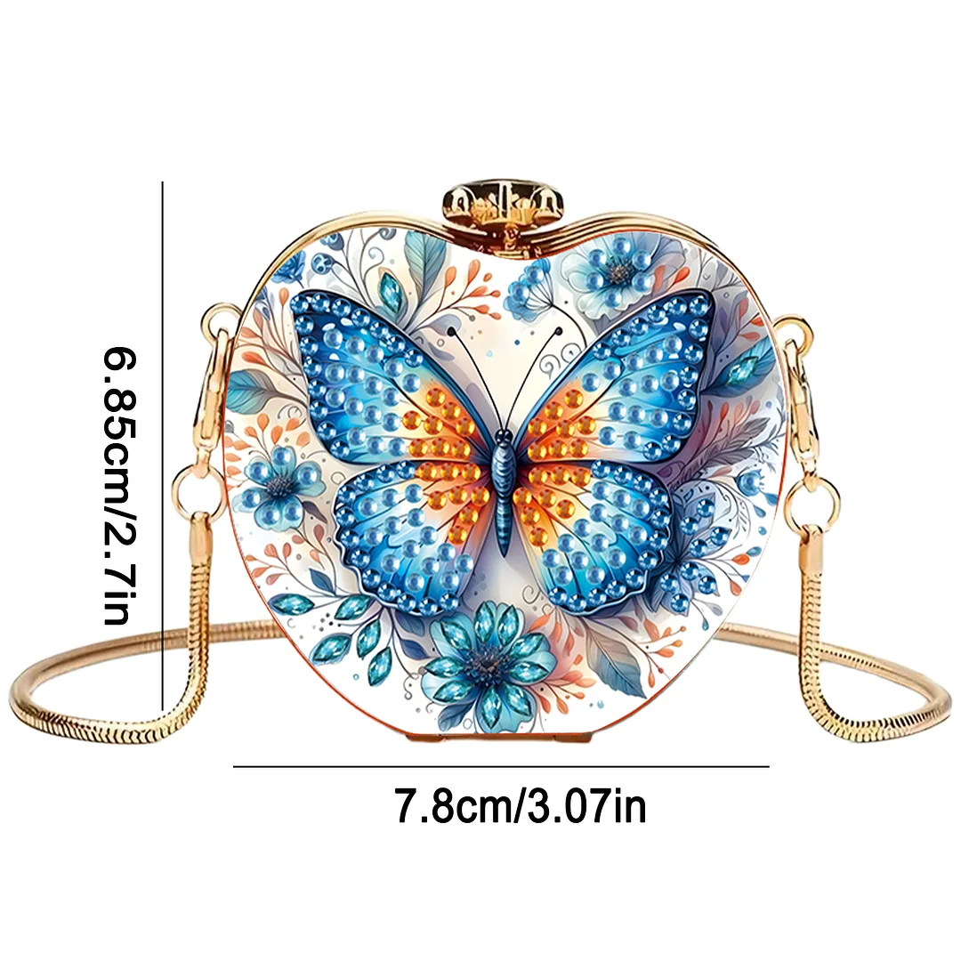 Butterfly A DIY Acrylic Love Diamond Art Painting Card Case Wallet with Chain Small Diamond Painting Crossbody Bag for Adults Women Girls Gift