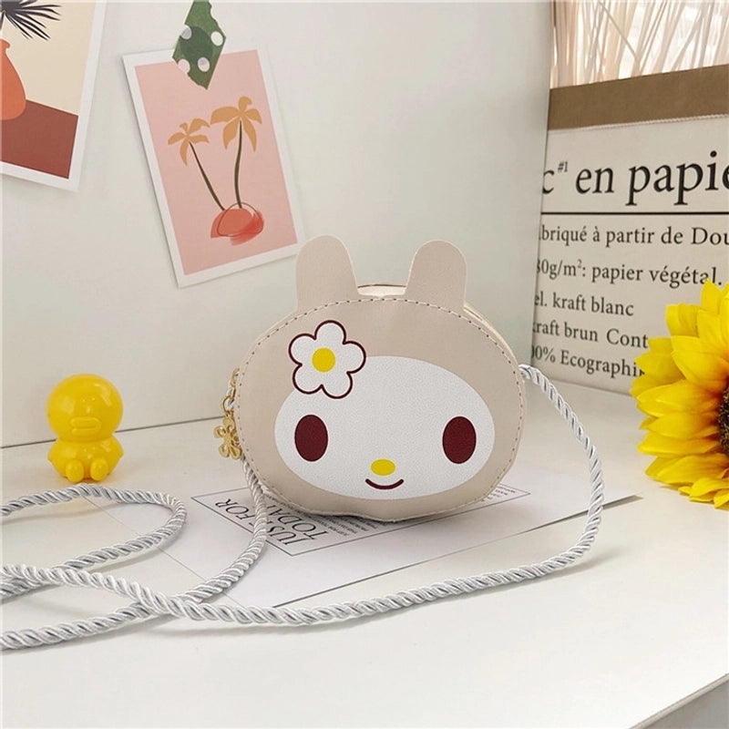 Kid’s Small Pu Leather Cartoon Cute Cylindrical Zipper Crossbody Bag