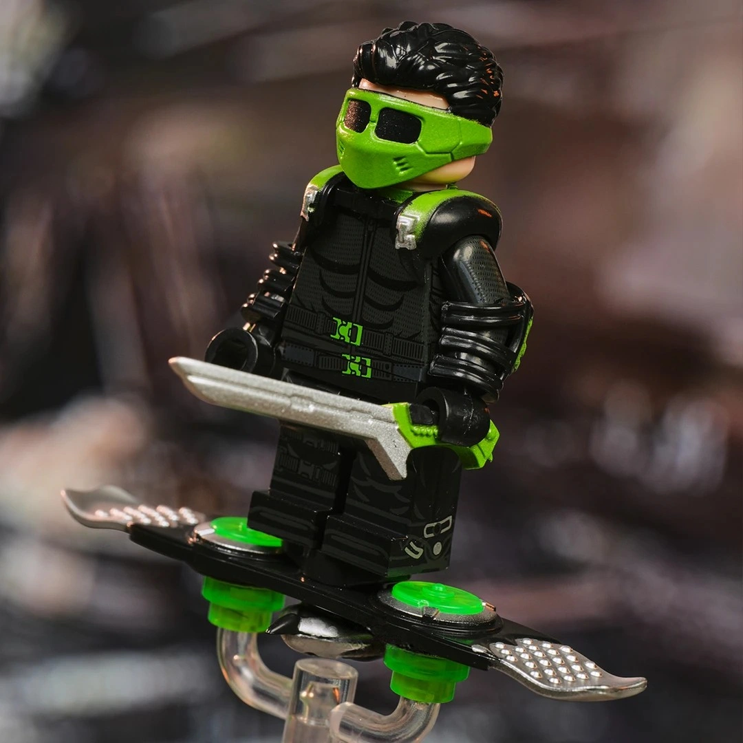 Custom MOC Green Goblin Minifigure with Glider - Super Villain Collectible