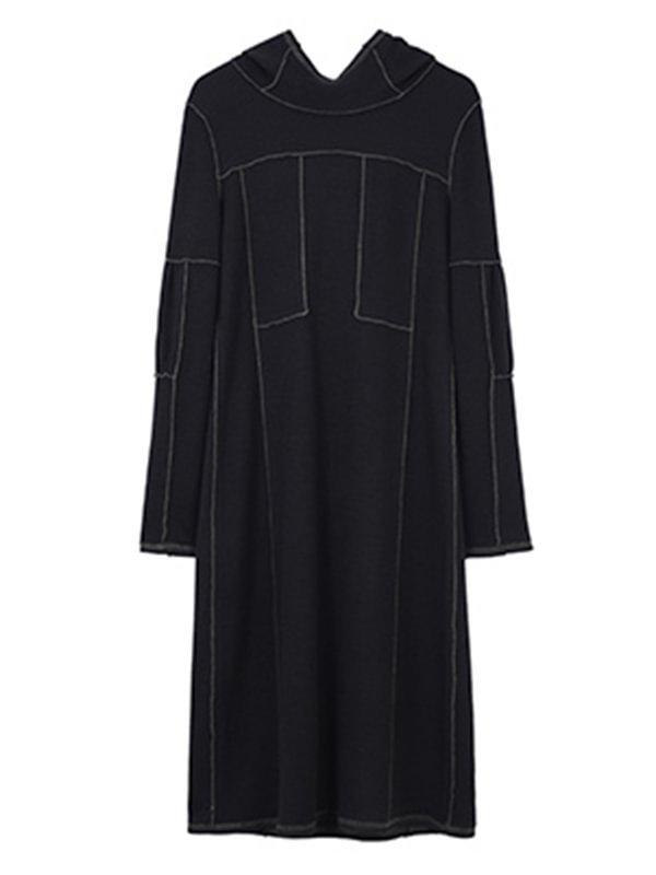 Stylish Knitting Split-Joint Hoodies Sweater Dress