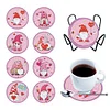 8PCS DIY Diamond Painting Art Acrylic Coaster Kit (Pink Gnome)