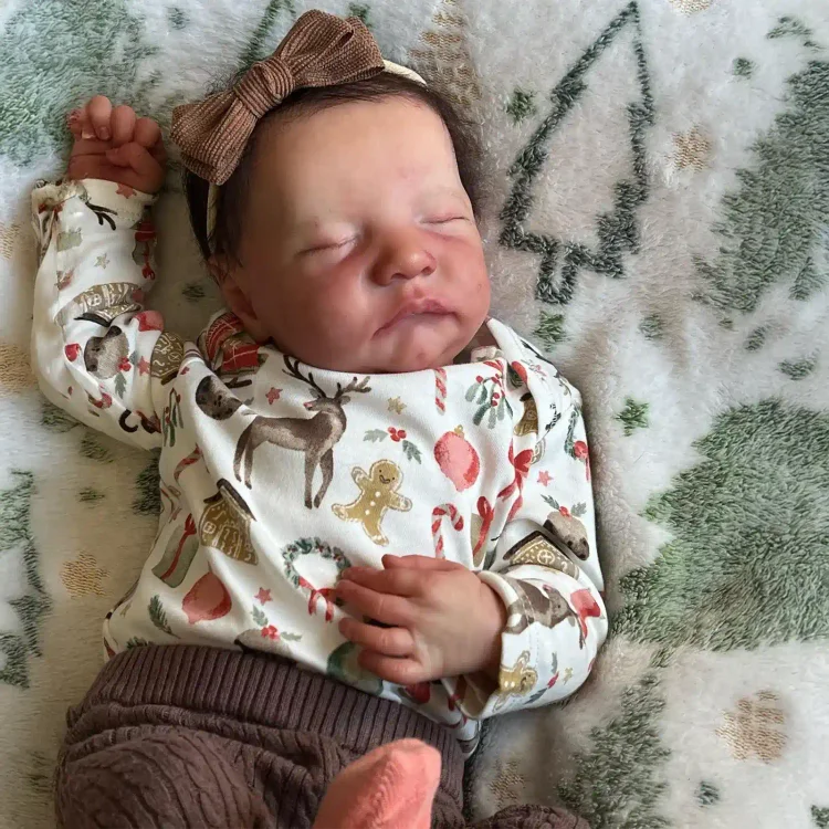  [New Series] 20'' Lifelike Realistic Eyes Closed Girl Doll Named Dasina Reborn Baby Doll with Brown Hair - Reborndollsshop®-Reborndollsshop®