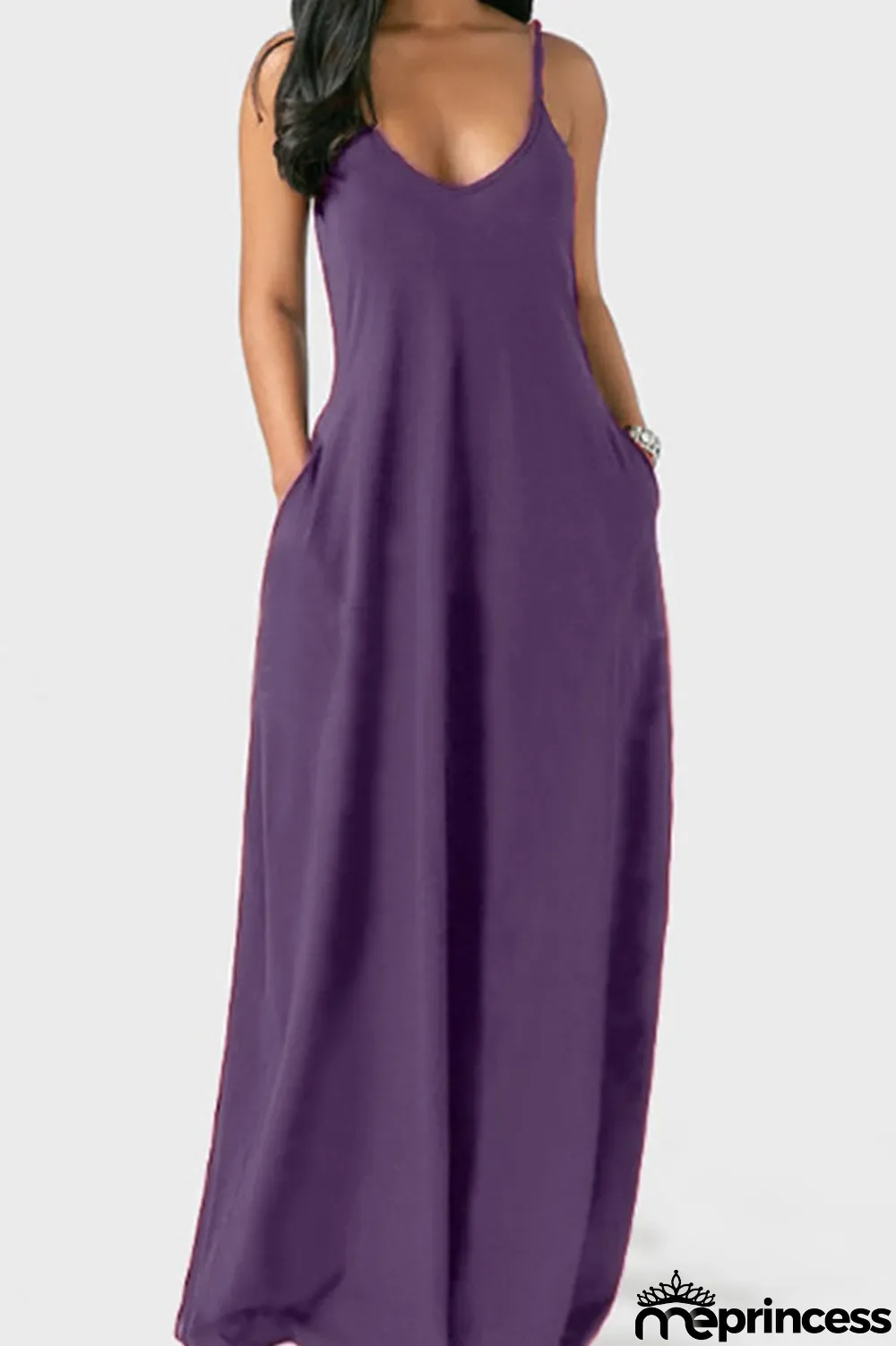 Black Milk. Fashion Sexy Casual Spaghetti Strap Sleeveless Slip Princess Dress Floor-Length Solid Dresses