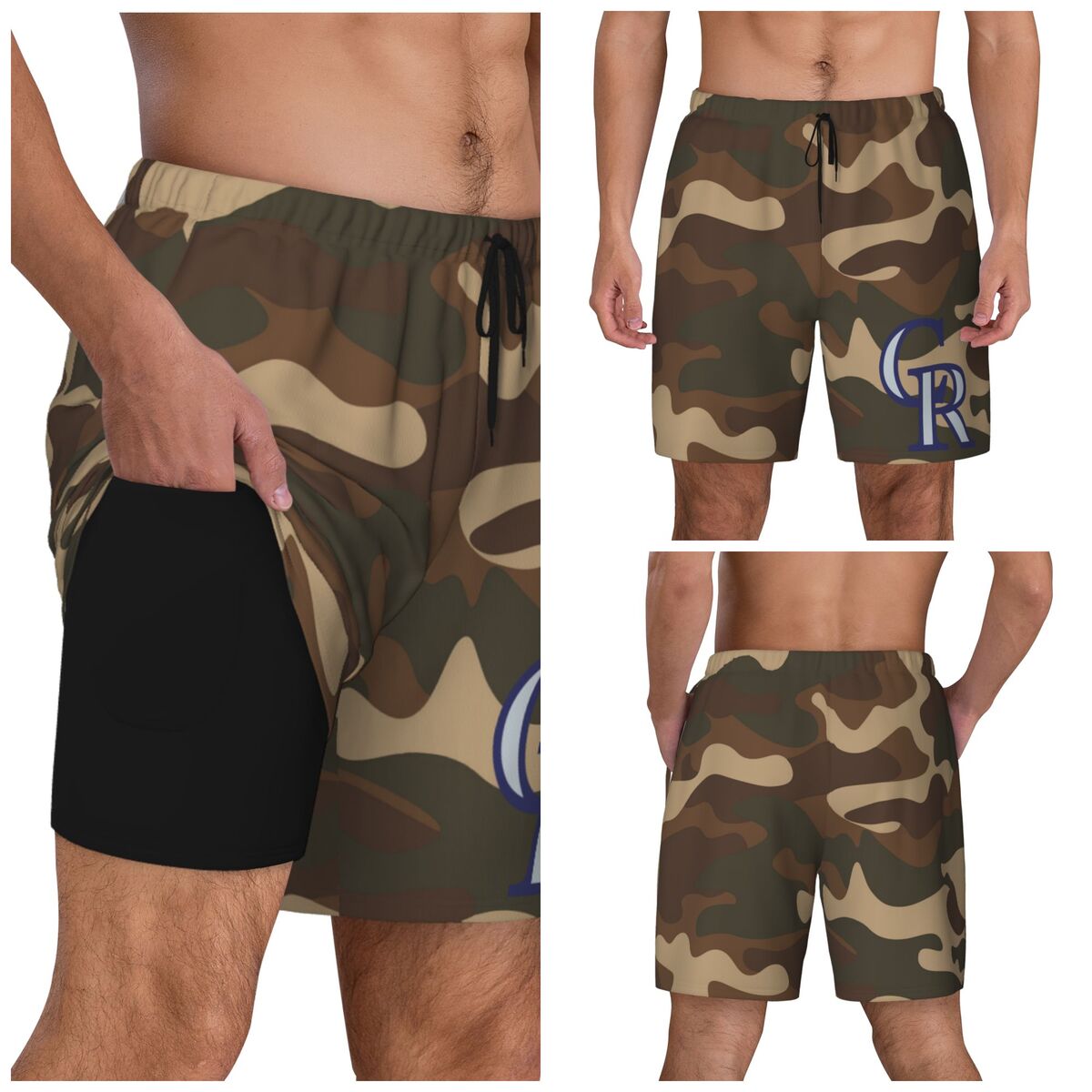 Colorado Rockies Camo Swim Trunks Men
