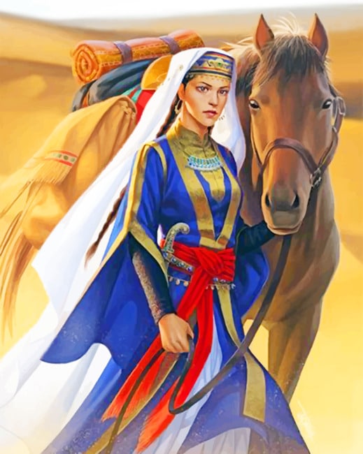 

Arabian Woman With Her Horse – Paint By Numbers - 40*50CM, 501 Original