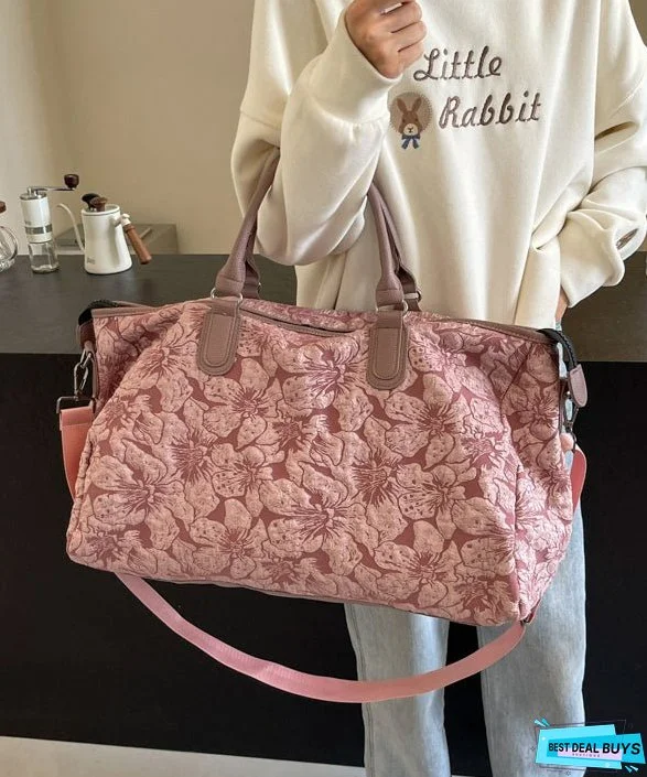 New Chinese Style Pink Embroidered Large Capacity Crossbody Bag