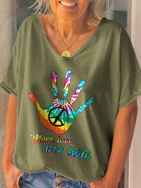 Hippie V-Neck Short Sleeve T-Shirt