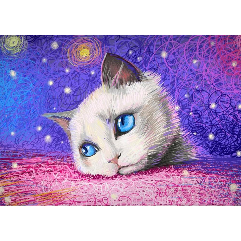 

40*30CM-Round Drill Diamond Painting-Blue Eye Cat, 501 Original