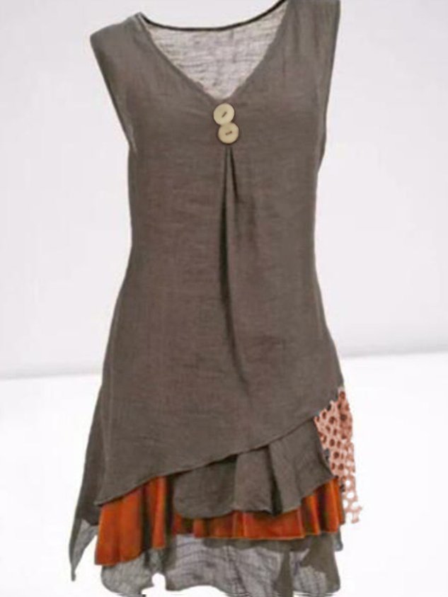 Casual Sleeveless Cotton-Blend Dresses