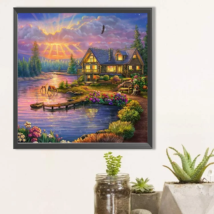 Garden House - Full Round(Partial AB Drill) - Diamond Painting(45*45cm)