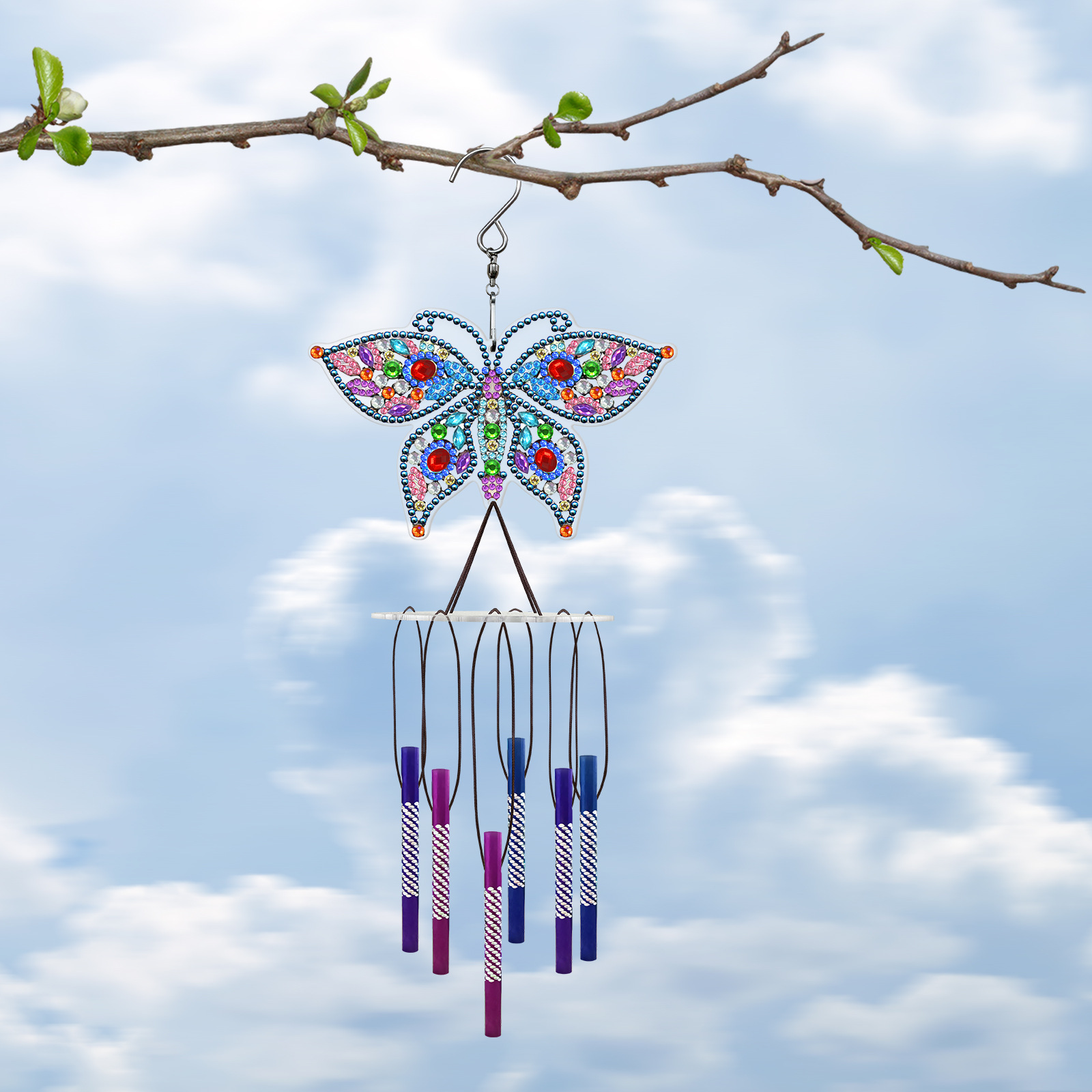DIY Diamond Wind Chime Spring Edition Butterfly Diamond Painting Cross border New Wind Chime Pendant Decoration Painting
