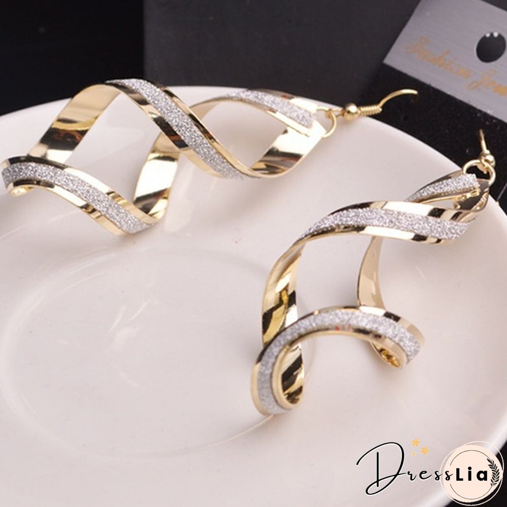 Women's Fashion Alloy Dull Polish Spiral Drop Hook Dangle Eardrop Earrings Jewelry