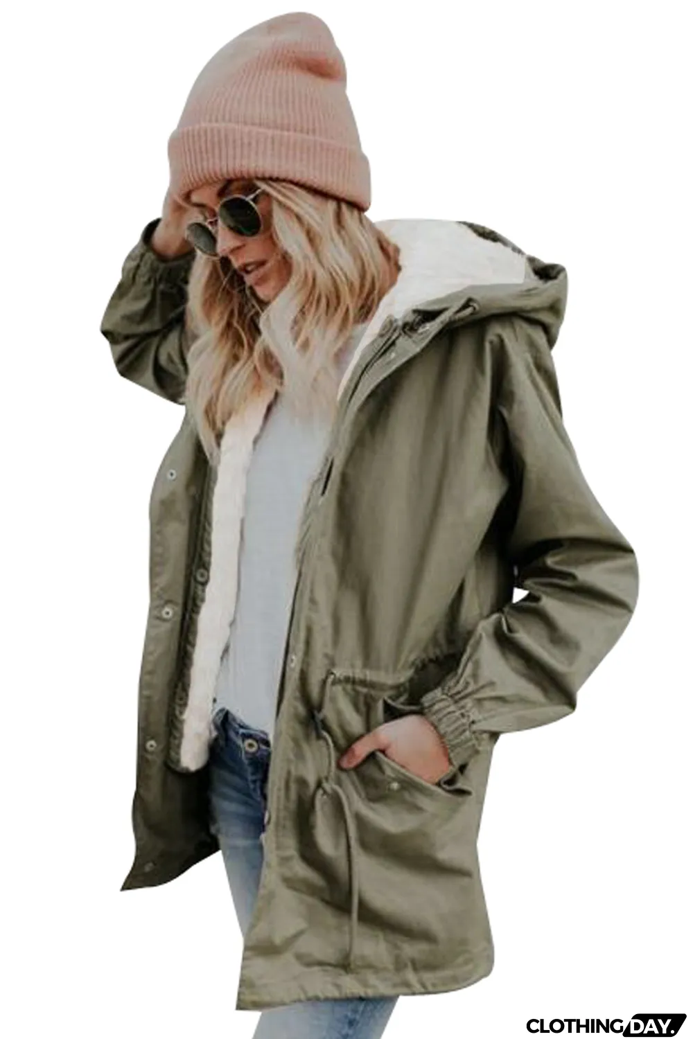 Army Green Faux Fur Jacket