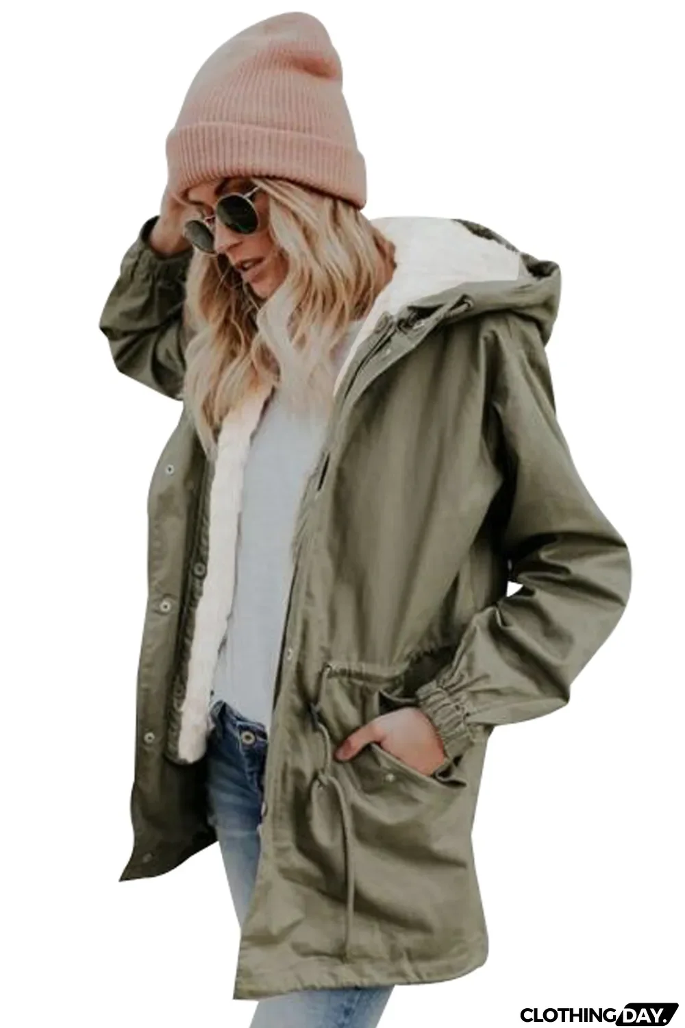 Army Green Faux Fur Jacket