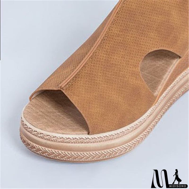 MidiSono - Women Cute Peep Toe Platform Wedge Heel Sandals