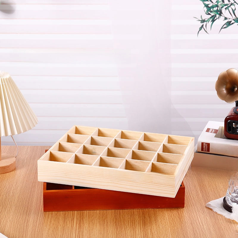 Wooden Plaid Storage Box Desktop Multi-grid Wooden Box Nuts Multi-meat Plaid Storage Box Grid Plate Stall Jiugongge