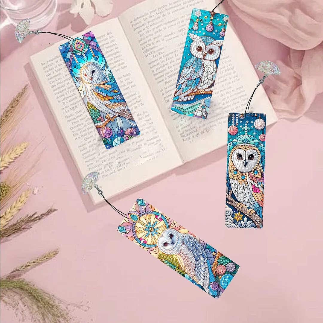 12Pcs Owl DIY Diamond Painting Bookmarks for Book Lovers Mosaic Art Supplies