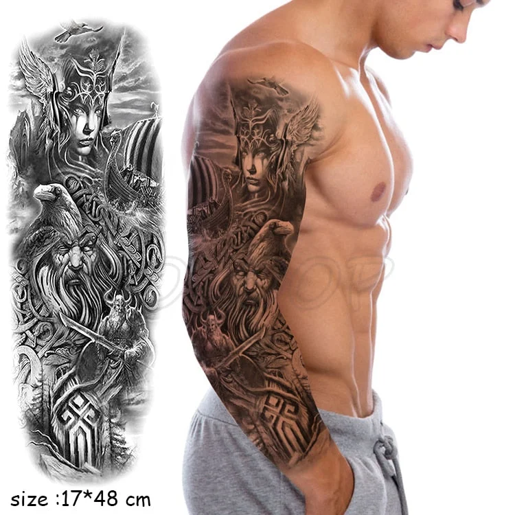 Waterproof Temporary Tattoo Sticker Full Arm Large Virgin Cross Tatoo Stickers Flash Fake Tattoos for Men Women