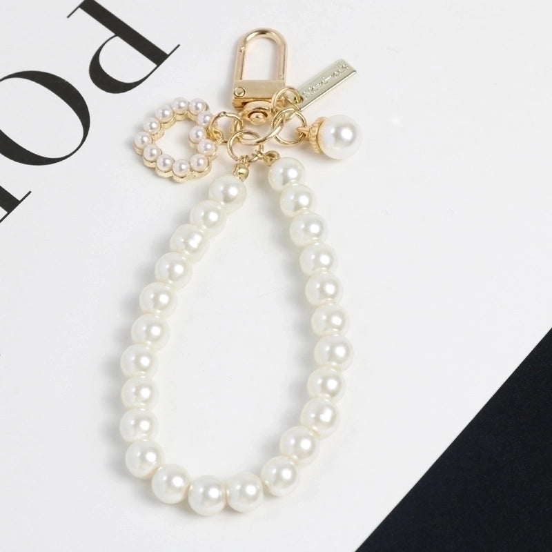 1 Piece Sweet Heart Shape Imitation Pearl Metal Inlay Pearl Women’s Keychain