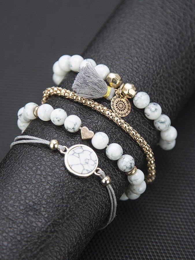 White Alloy Casual Bracelets
