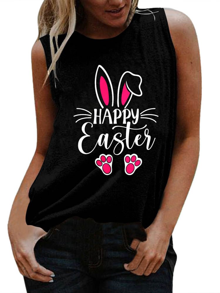 Happy Easter Bunny Tank Tops fpr Women-elleschic