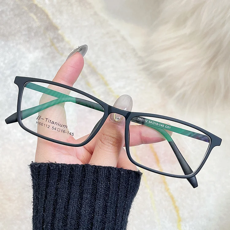 KatKani Men's Comfortable Square Plastic Titanium Eyeglasses Frame Super Tough Optical Prescription Glasses Frame Women H66112