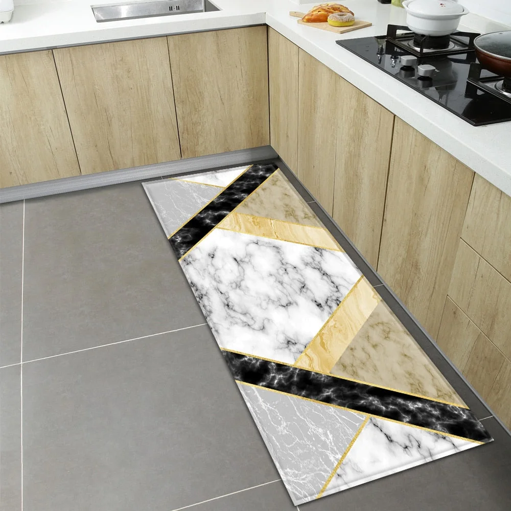 Modern Kitchen Mat Home Entrance Doormat Hallway Bathroom Anti-Slip Long Rug Bedroom Living Room Balcony Floor Decoration Carpet