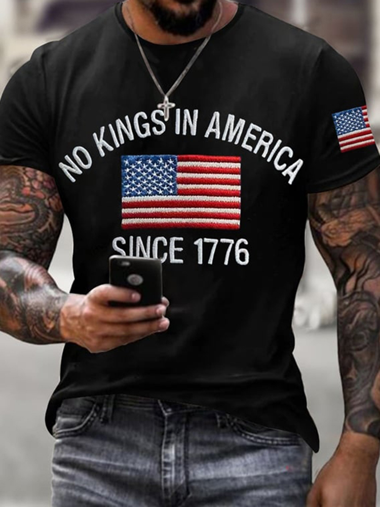 Comstylish Men's No Kings In America Print Casual T-shirt