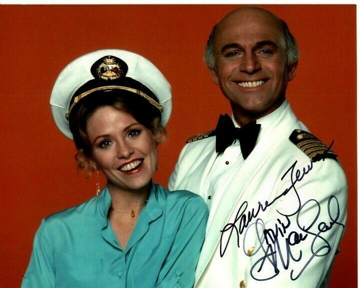 LAUREN TEWES & GAVIN MACLEOD Signed Autographed THE LOVE BOAT Photo Poster painting