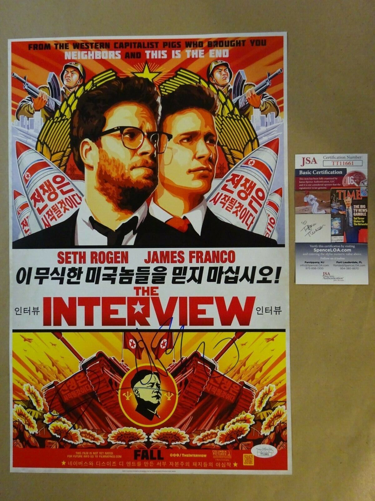 Signed JAMES FRANCO & SETH ROGEN Autographed THE INTERVIEW 11x17