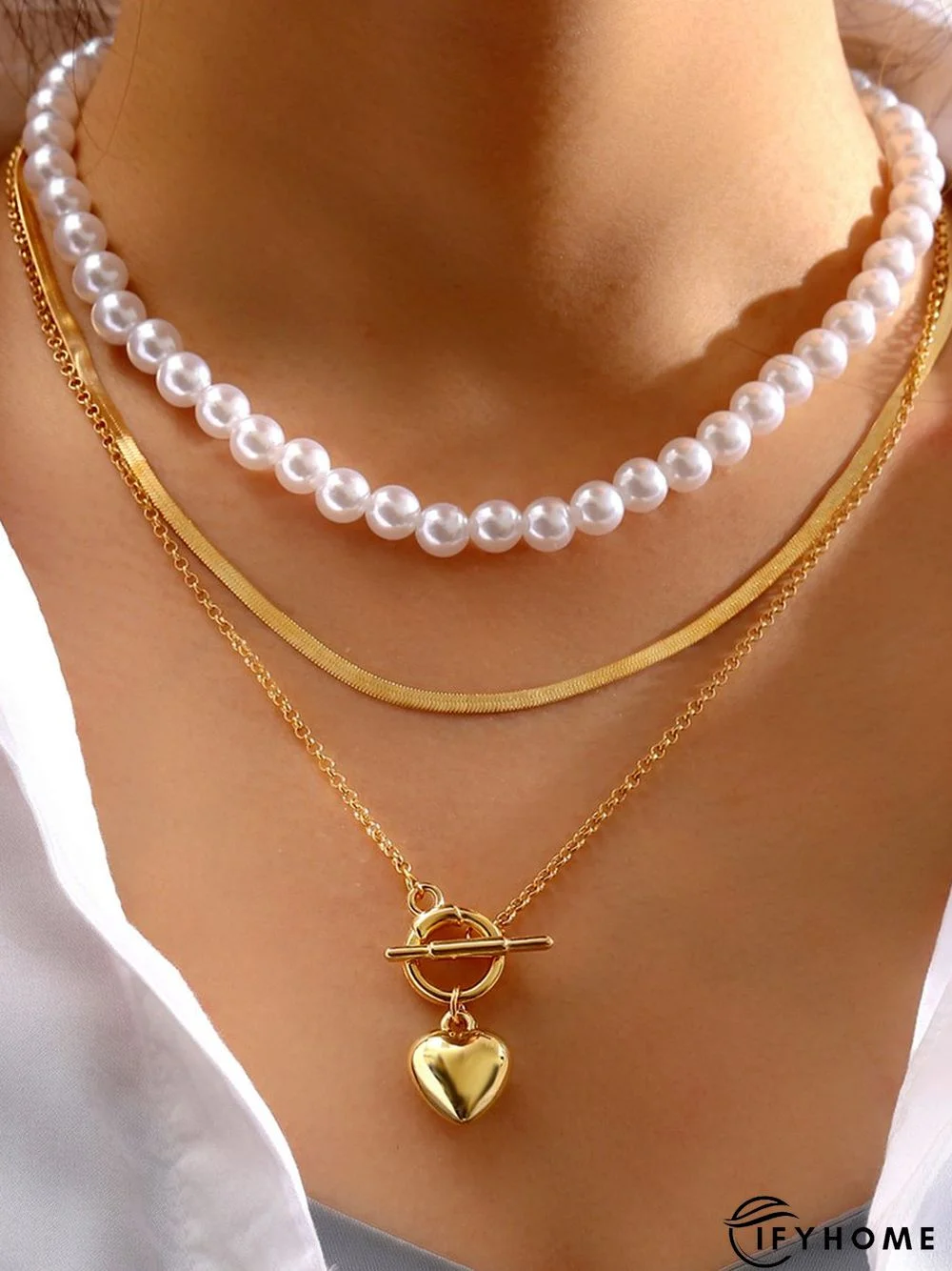 Boho Pearl Heart Layer Necklace Party Jewelry | IFYHOME