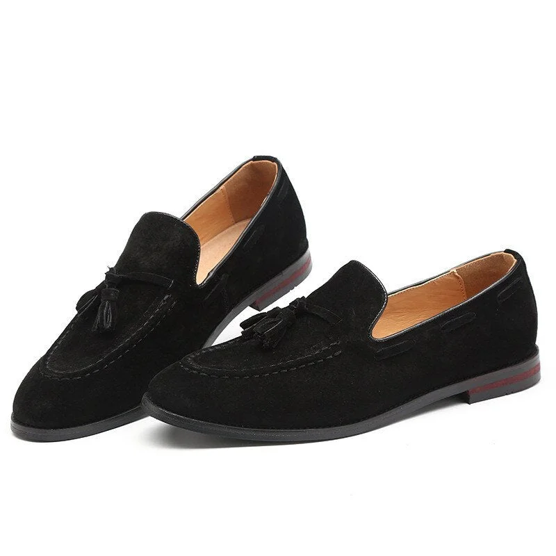 2020 New Men Suede Loafers Shoes Tassel Design Business Shoes Men's Flats Big Size 47 Simple Slip on Male  Mans Casual Footwear