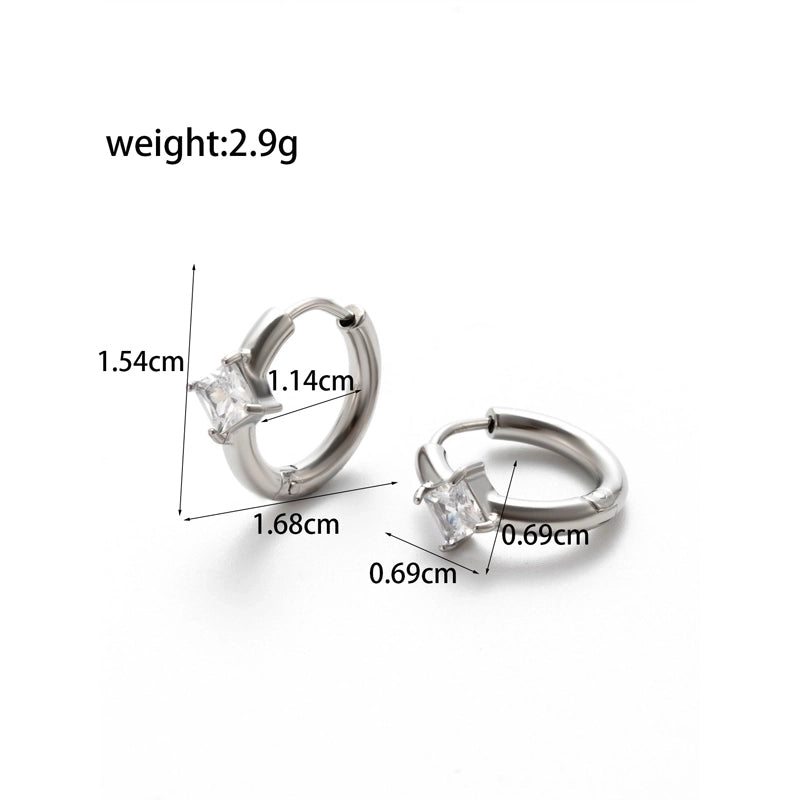 1 Pair French Style Minimalist Korean Style Pentagram Geometric Heart Shape Plating Inlay 304 Stainless Steel Zircon Earrings