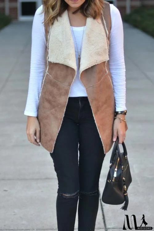 MidiSono - Lapel Faux Fur Vest