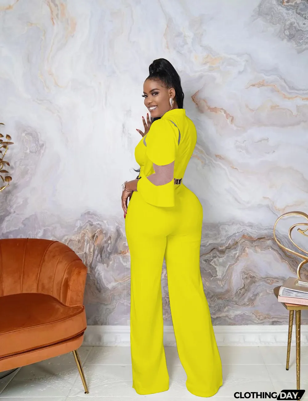 Fashion Net Yarn Patchwork Sexy Jumpsuit