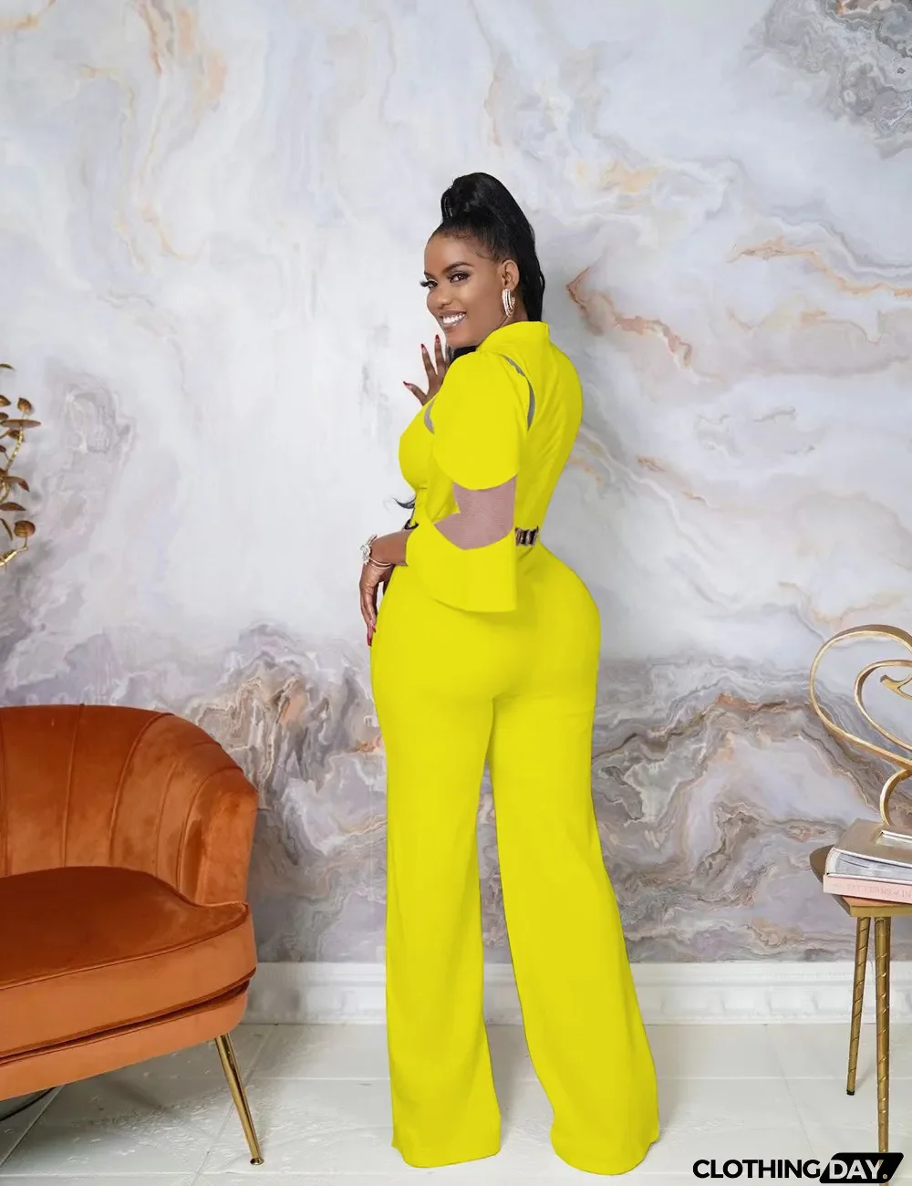 Fashion Net Yarn Patchwork Sexy Jumpsuit