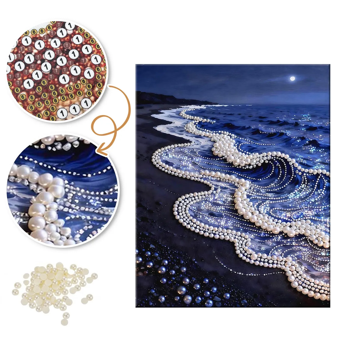Pearl Foam Ocean Waves - Pearls Painting