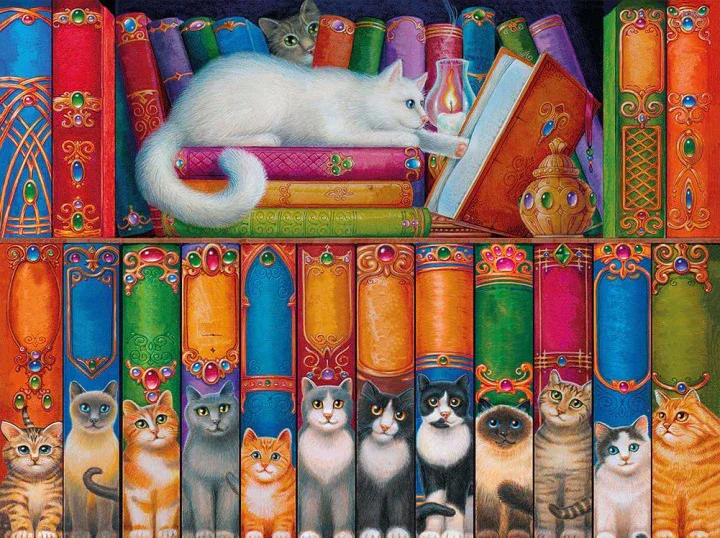 Cat On The Bookshelf - Customized AB Drill Diamond Painting gbfke