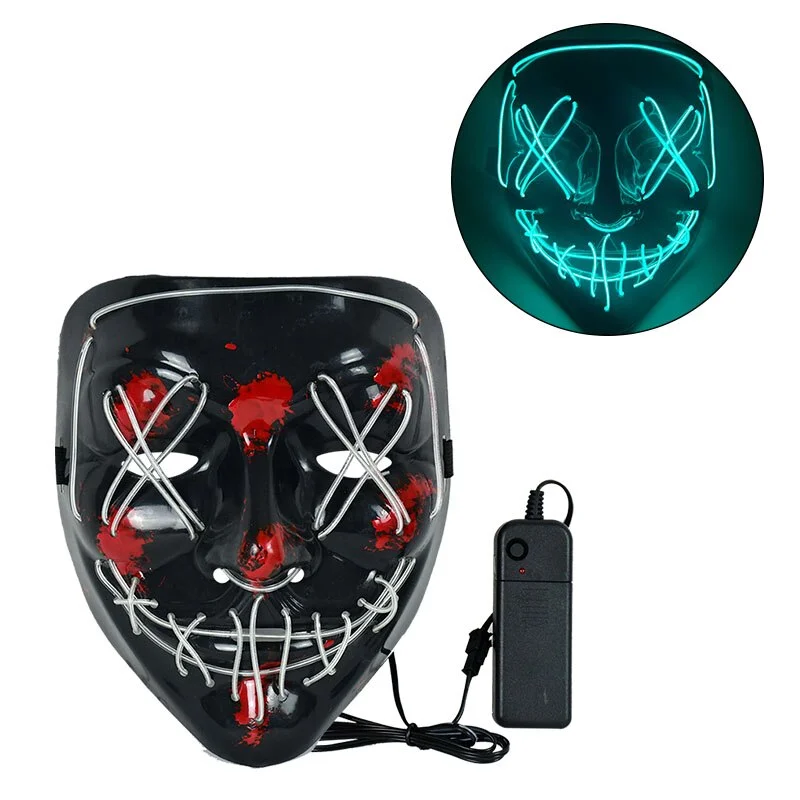 Cosmask Halloween Party Led Mask Masque Masquerade Neon Light Glow In The Dark Mascara Horror Glowing Masks Costume Supplies