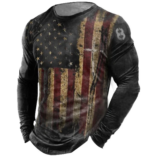 Men's Comfortable Outdoor Casual American Flag Print Sports Top / [viawink] /
