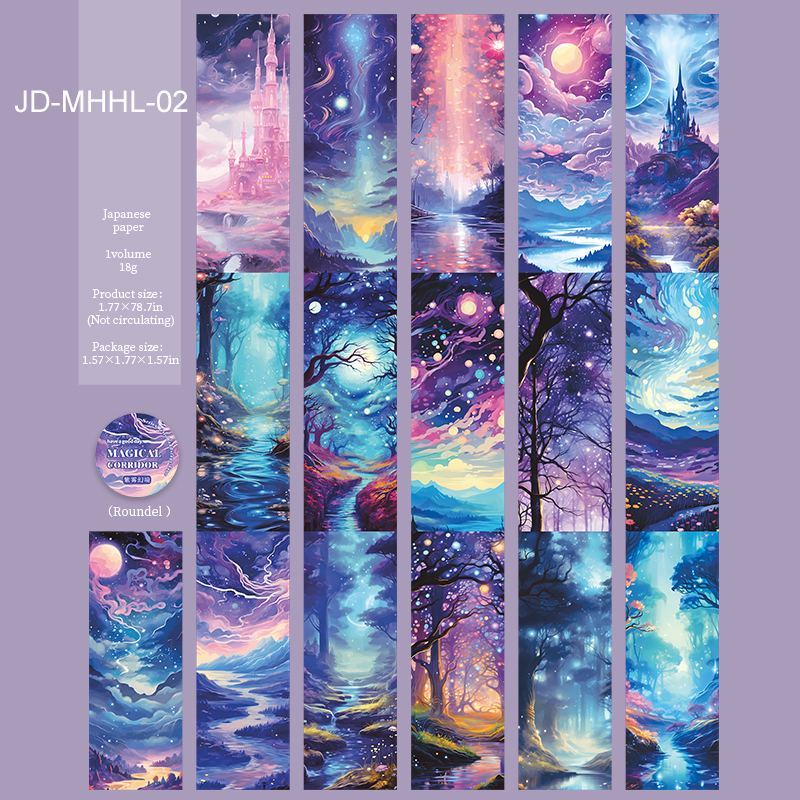 Washi Tape - 45mm*200cm Magical Corridor Series Vintage Forest Flower Landscape 