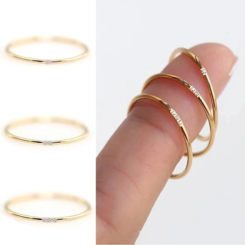 Minimalist Solid Color Titanium Steel Plating Inlay Zircon Rings