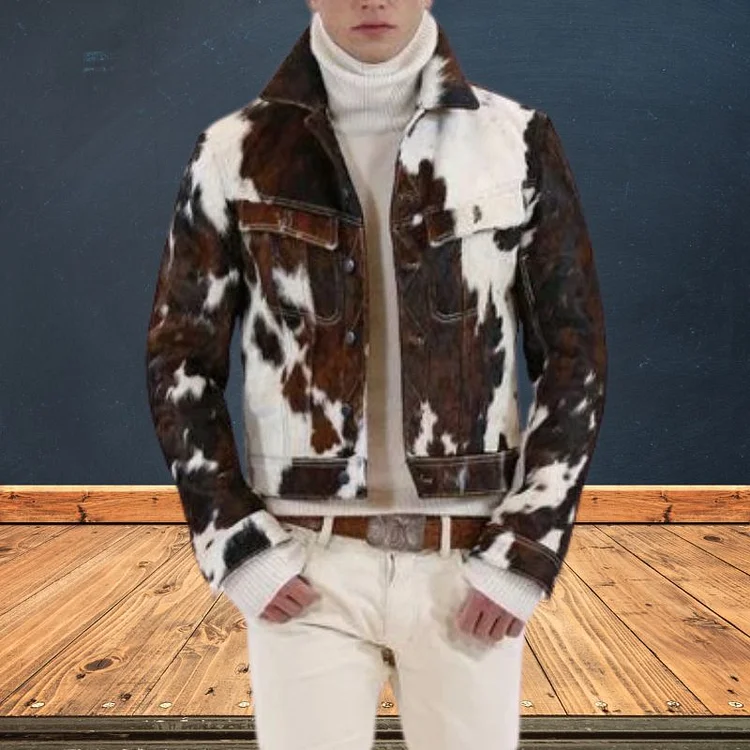 Western Cow pattern Slim Jacket